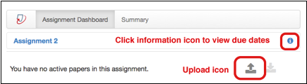 Turnitin screen with information and upload icons.